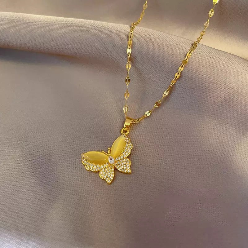 Vintage Butterfly Stainless Steel Necklace