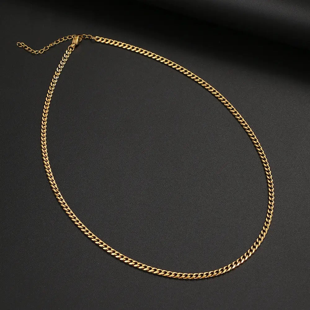 3mm Gold Unisex Basic Punk Stainless Steel Necklace