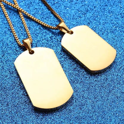 His Queen Her King Gold Dog Tag Couples Necklace Set