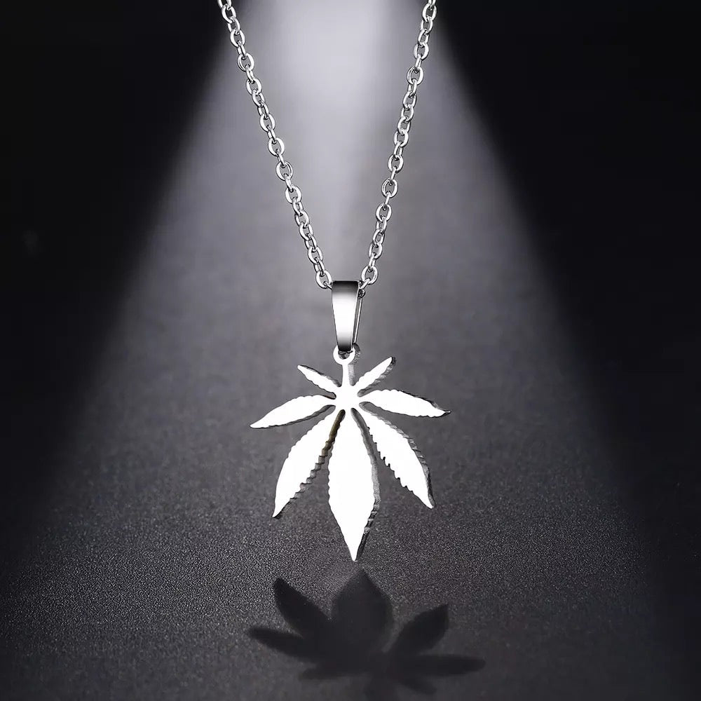 DOTIFI Silver Maple Leaf Stainless Steel Necklace