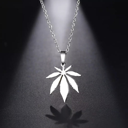 DOTIFI Silver Maple Leaf Stainless Steel Necklace