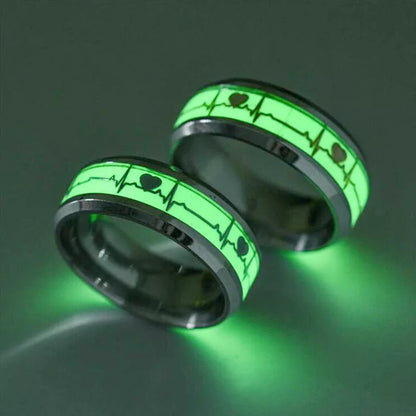 Unisex Heartbeat Luminous Stainless Steel Ring