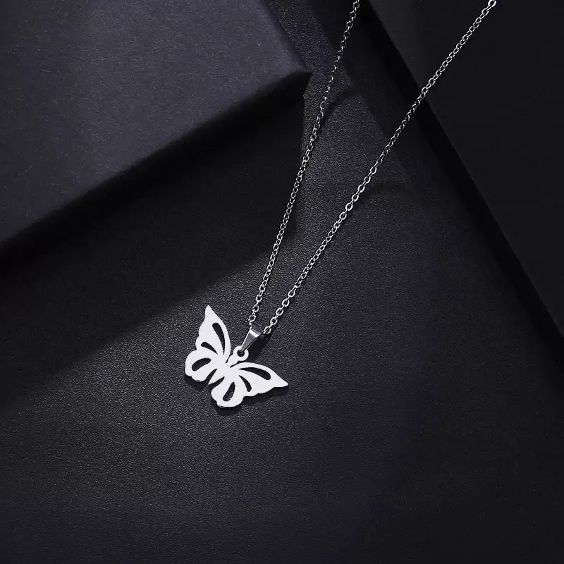 DOTIFI Silver Butterfly Stainless Steel Necklace Style 2