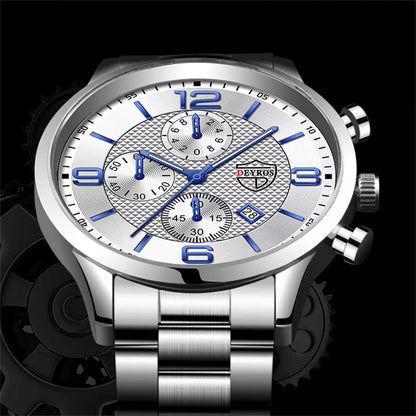 DIJANES Silver Luminous Clock Stainless Steel Watch for Men