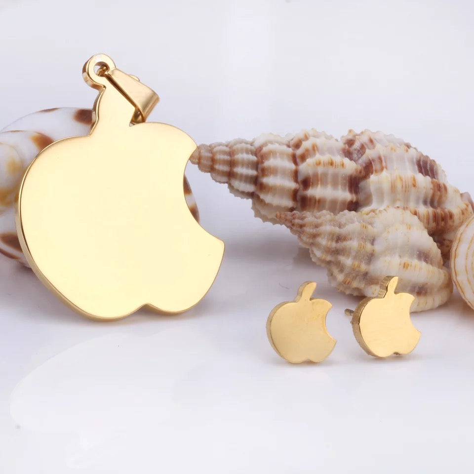 Stainless Steel Gold Necklace Set (Apple #A1)