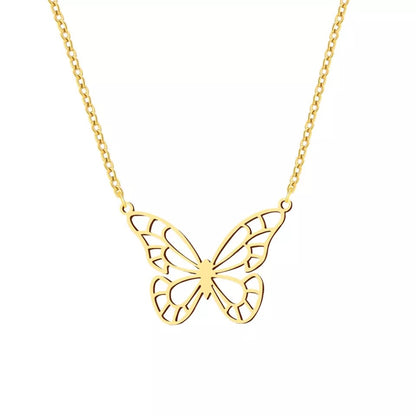 Elegant Gold Hollow Butterfly Stainless Steel Necklace