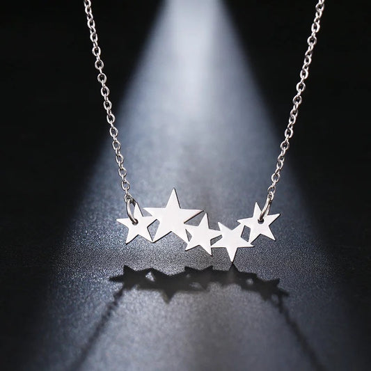 5-Star Silver Stainless Steel Necklace