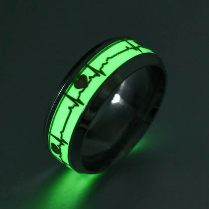 Unisex Heartbeat Luminous Stainless Steel Ring