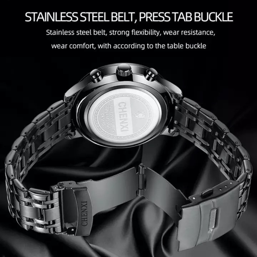 CHENXI Black Luxury Sports Stainless Steel Watch for Men