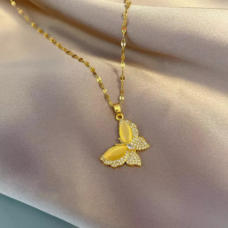 Vintage Butterfly Stainless Steel Necklace