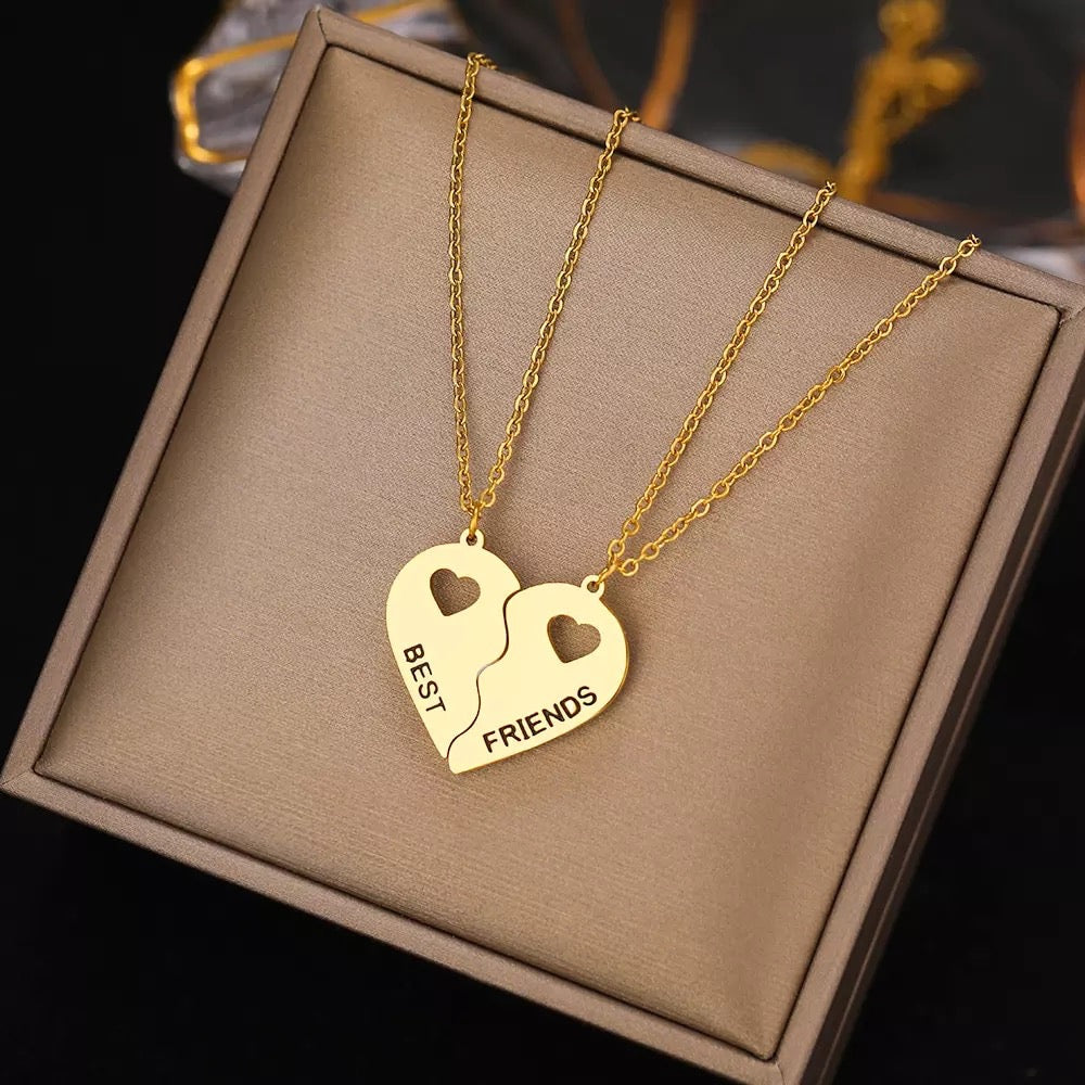 Heart Best Friends Stainless Steel Necklace Set