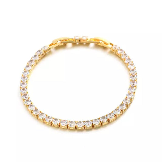 Flashbuy Luxury Gold Zircon Stainless Steel Tennis Bracelet