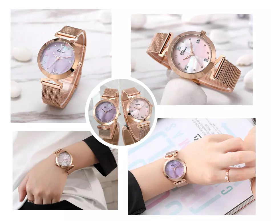 CHENXI Shell Dial Stainless Steel Watch for Women