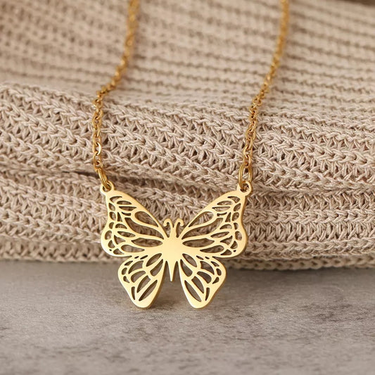 Classic Hollow Butterfly Stainless Steel Necklace