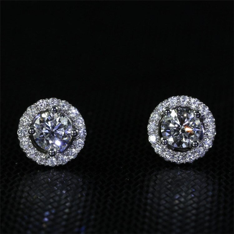 Round Stud Cubic Zirconia 925 Sterling Silver Earrings