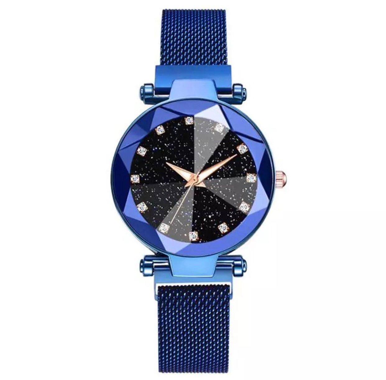 Blue Magnetic Galaxy Quartz Stainless Steel Watch for Women