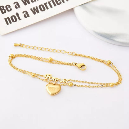 Forever Love Double Layer Stainless Steel Anklet