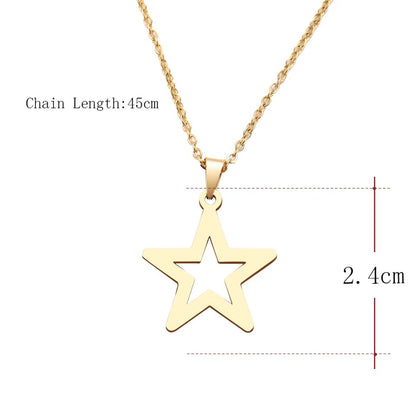 Hollow Star Gold Stainless Steel Necklace