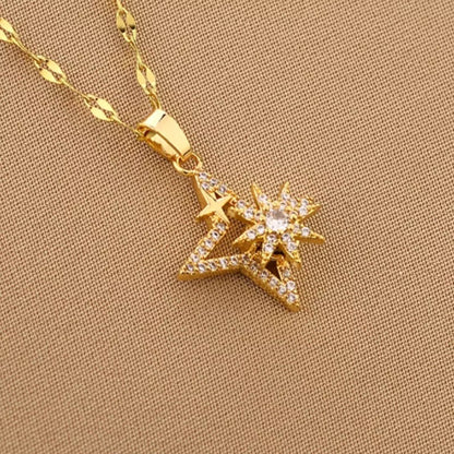 Rotatable Star Zircon Stainless Steel Necklace