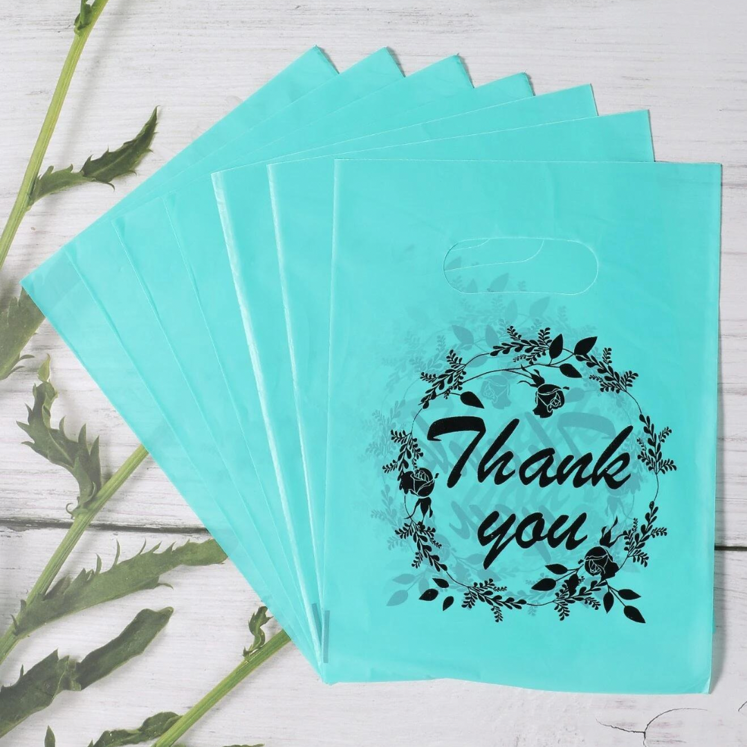 6x8 Teal Thank You Merchandise Bags