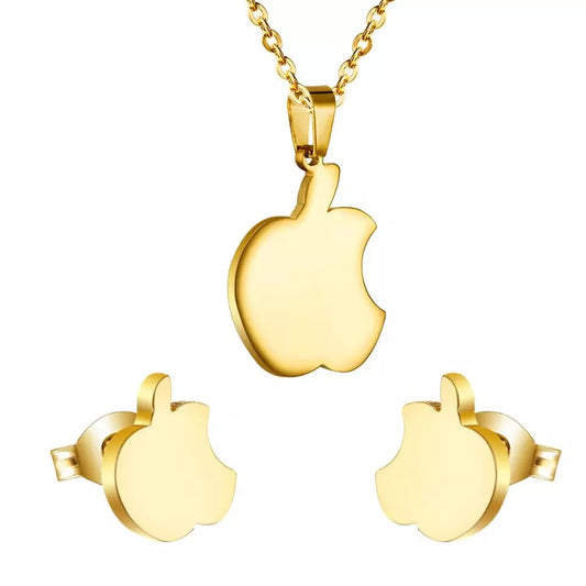 Stainless Steel Gold Necklace Set (Apple #A1)