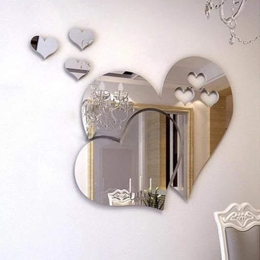 Double Heart 3D Acrylic Mirror Surface Wall Sticker