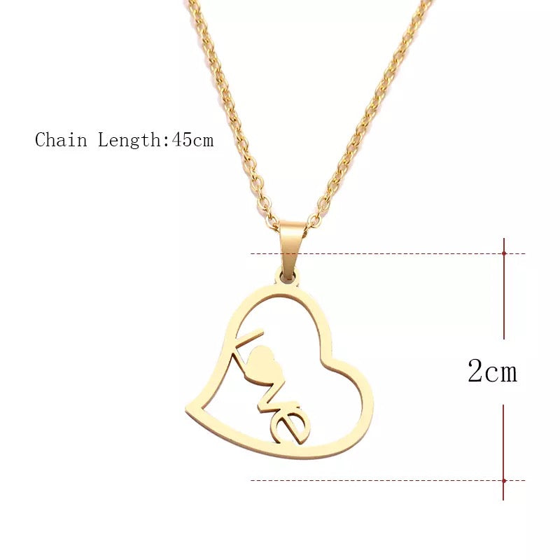 Hollow Love Heart Stainless Steel Necklace