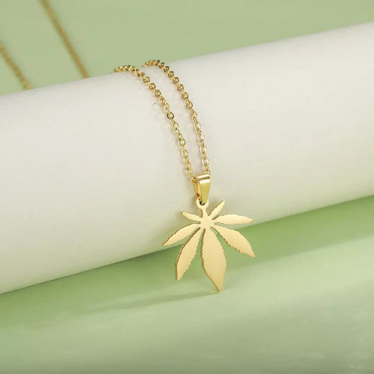 DOTIFI Gold Maple Leaf Stainless Steel Necklace