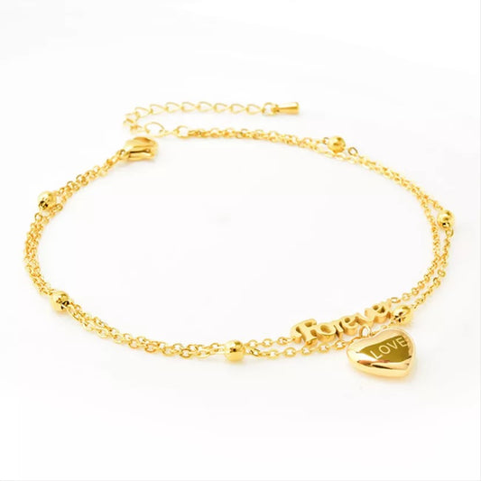Forever Love Double Layer Stainless Steel Anklet