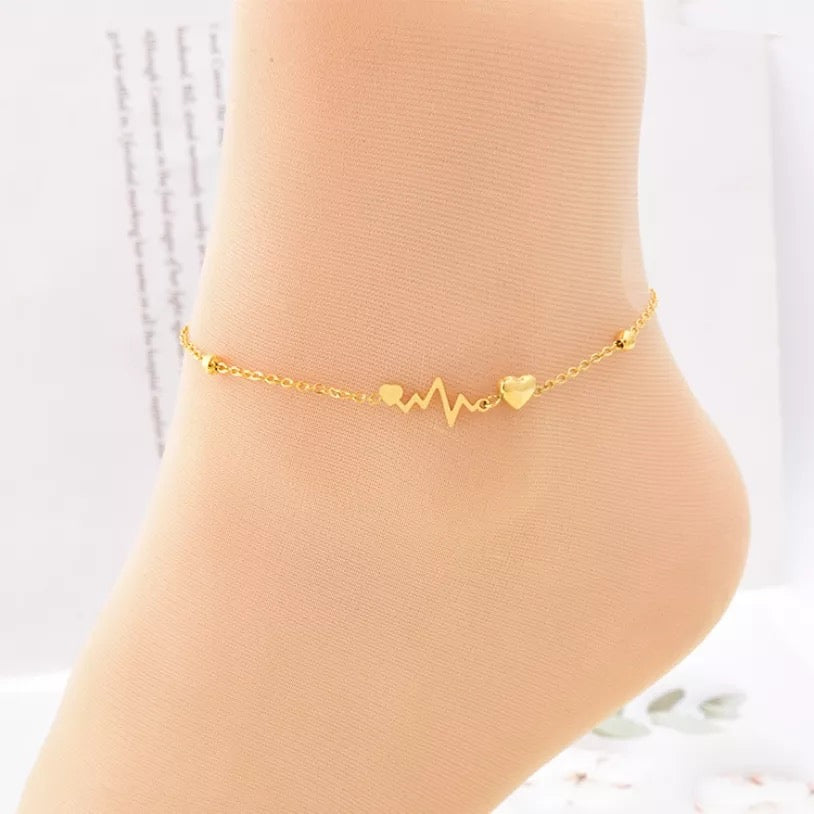 Heartbeat Stainless Steel Anklet