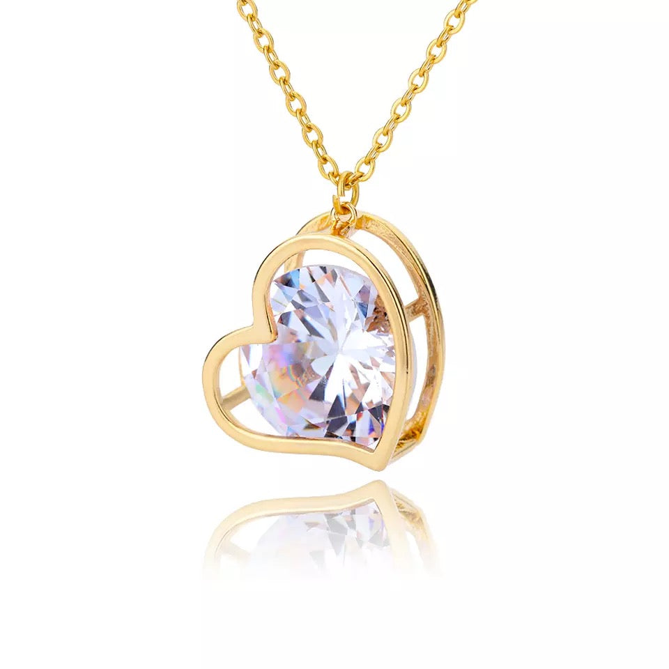 Zircon Heart Stainless Steel Necklace