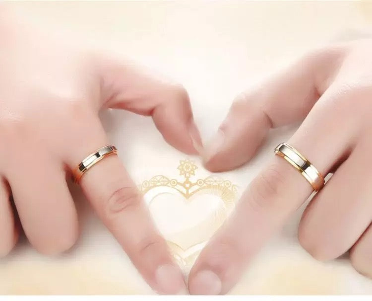 Gold with Silver Lining Stainless Steel Couples Rings