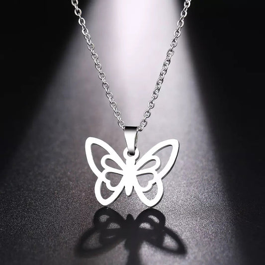 DOTIFI Silver Butterfly Stainless Steel Necklace Style 1