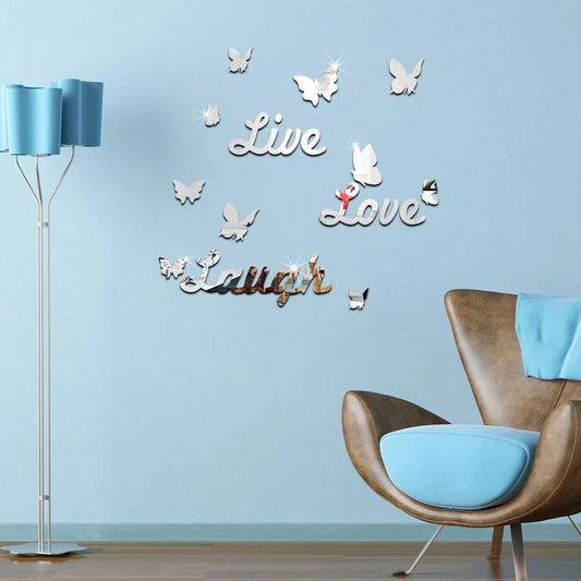 Live Love Laugh 3D Acrylic Mirror Surface Wall Sticker