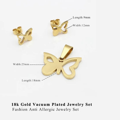 Stainless Steel Gold Necklace Set (Butterfly #G4)