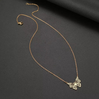 Classic Hollow Butterfly Stainless Steel Necklace