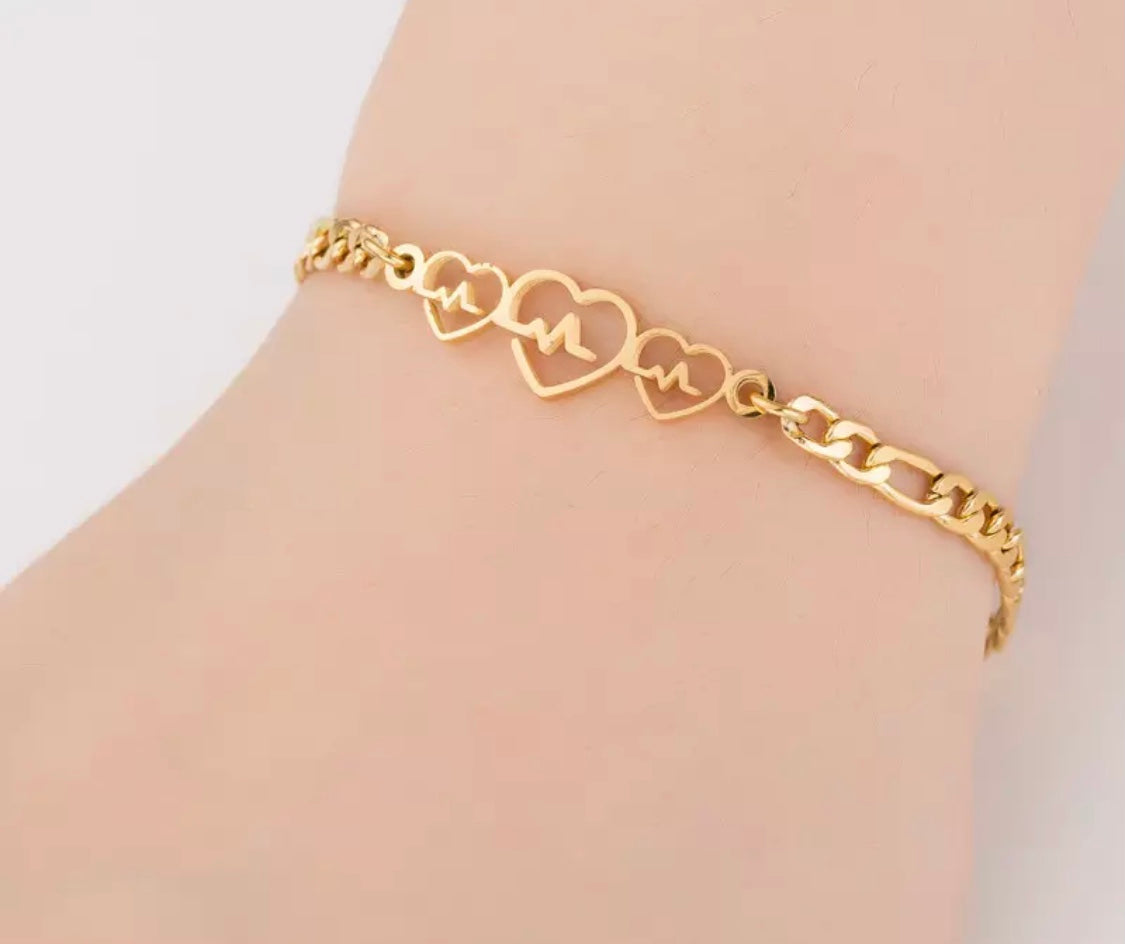 Triple Heart Stainless Steel Bracelet