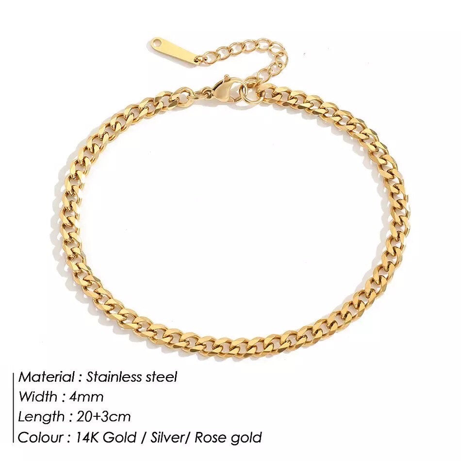 4MM Curb Chain Stainless Steel Anklet