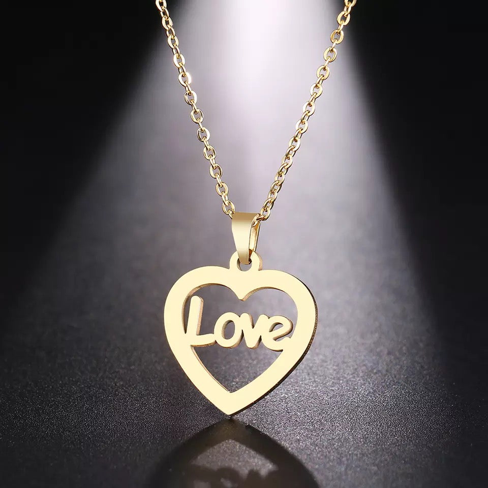 DOTIFI Gold Love-Heart Stainless Steel Necklace – BabiGee Variety Store
