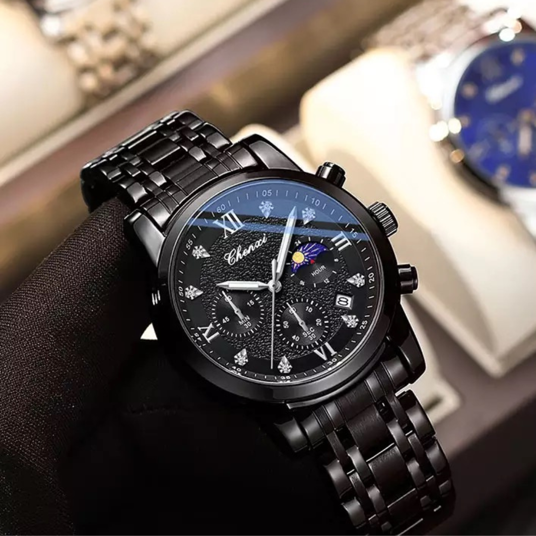 CHENXI Black Luxury Sports Stainless Steel Watch for Men