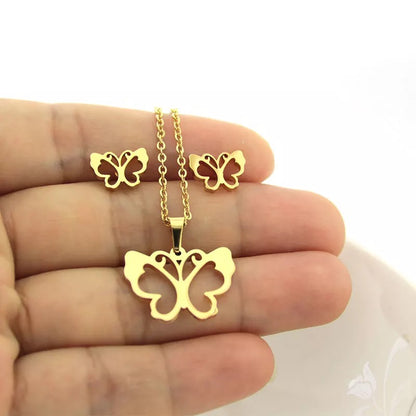 Stainless Steel Gold Necklace Set (Hollow Butterfly #HB)