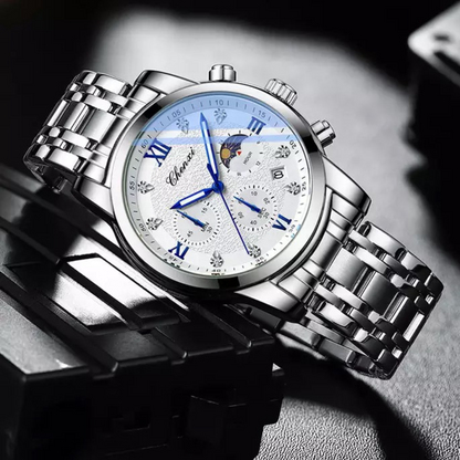 CHENXI Silver Luxury Sports Stainless Steel Watch for Men