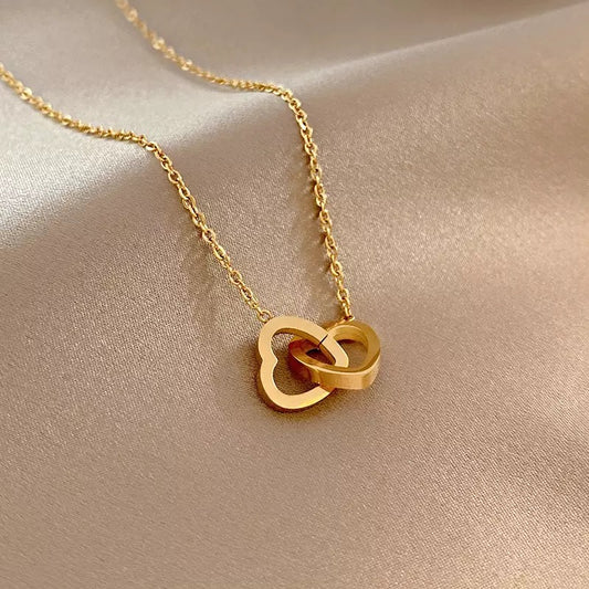 Double Infinity Heart Stainless Steel Necklace