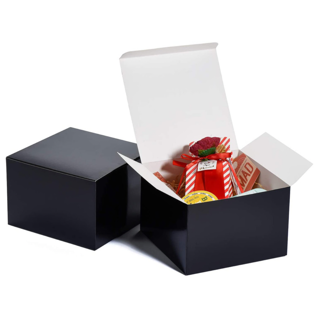 5pcs 6x6x4 Cardboard Gift Boxes with Lid (Black)