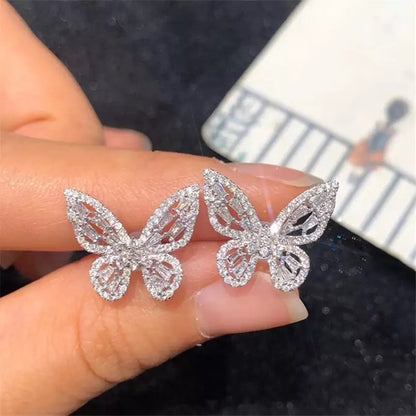 Butterfly Stud Cubic Zirconia 925 Sterling Silver Earrings