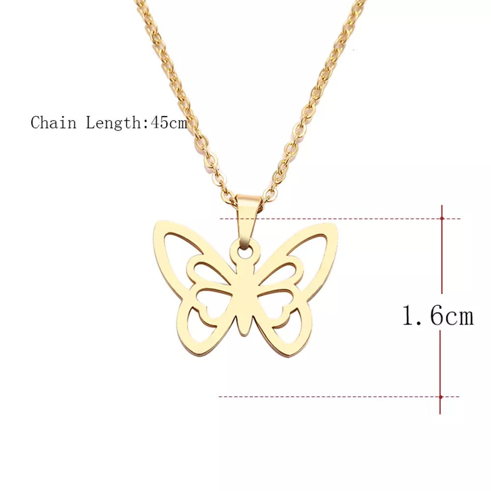 DOTIFI Gold Butterfly Stainless Steel Necklace Style 1