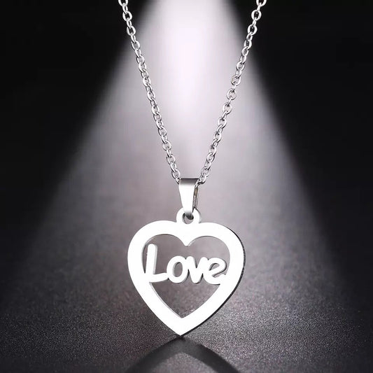 DOTIFI Silver Love-Heart Stainless Steel Necklace