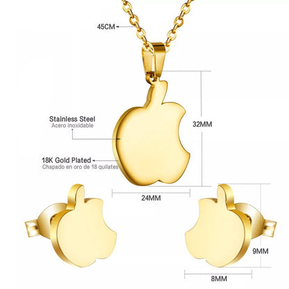 Stainless Steel Gold Necklace Set (Apple #A1)