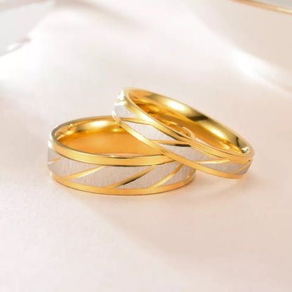 Golden Frosted Stainless Steel Couples Rings