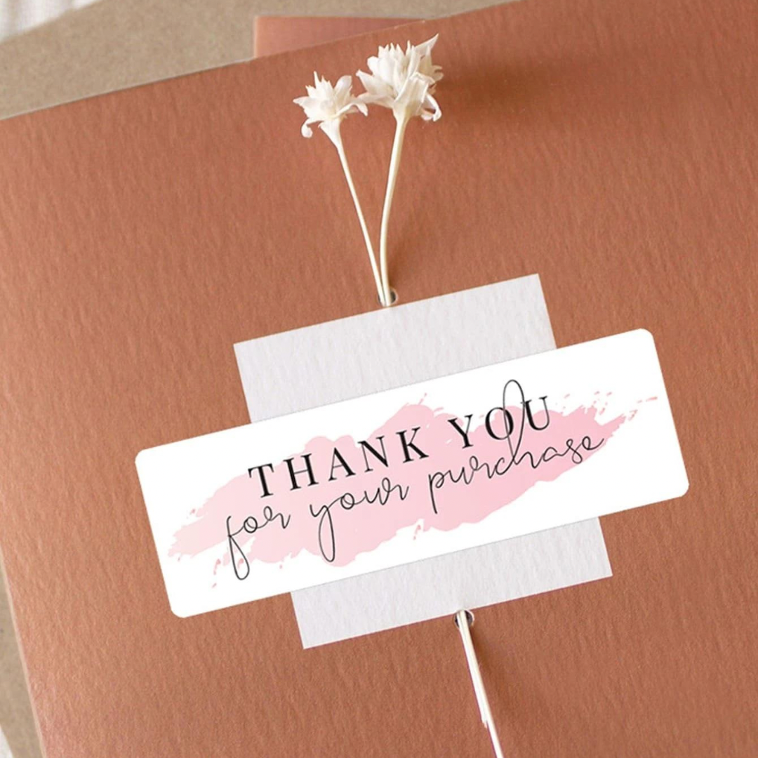 25pcs 1"x3" Rectangle Thank You Stickers